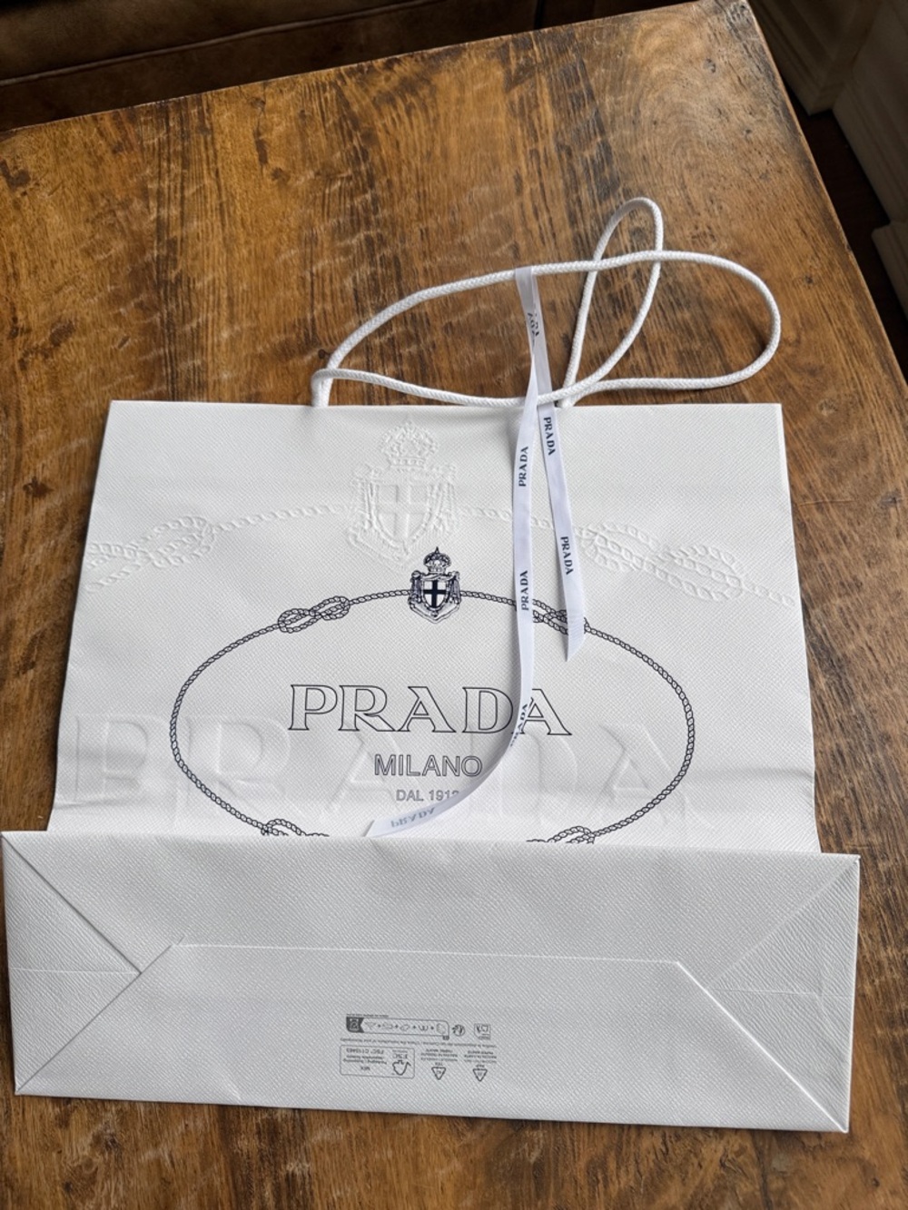 Prada White Milano Rope-Handle Shopping Bag with ribbon